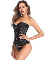 Women Plus Size Steampunk Brocade Corset with Chains