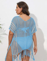 Women_Plus_Size_Striped_Contrast_Stitching_Beach_Cover_Up_3