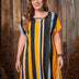 Women Plus Size Striped V-neck Batwing Sleeve Tunic Dress