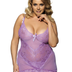 Women Plus Size Stylish Sheer Lace Transparent Embroidered Babydoll-2