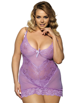 Women Plus Size Stylish Sheer Lace Transparent Embroidered Babydoll-2
