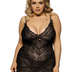 Women Plus Size Stylish Sheer Lace Transparent Embroidered Babydoll-6
