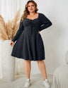 Women Plus Size Sweater Skater Long Sleeve Dress