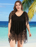 Women Plus Size Swimwear Plain Lace Skirt Swimsuit