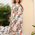 Women Plus Size Temperament Print High Waist V Neck Dress-47