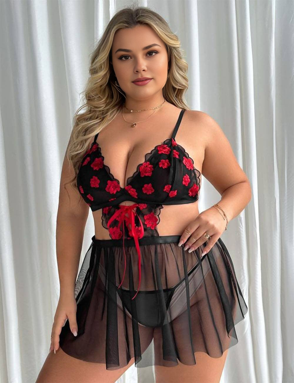 Women_Plus_Size_Three-Point_Lace_Embroidery_Lingerie_2