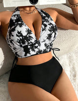 Women_Plus_Size_Tie-Dye_Halter_Top_And_Solid_Color_Bottom_Bikini_Set_5