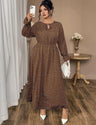 Women Plus Size Tie-Neck Polka Dot Printed Maxi Dress