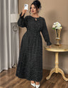 Women Plus Size Tie-Neck Polka Dot Printed Maxi Dress
