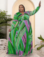 Women Plus Size Trendy V-neck Belt Skirt Dress-1