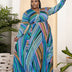 Women Plus Size Trendy V-neck Belt Skirt Dress-2