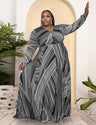 Women Plus Size Trendy V-neck Belt Skirt Dress-3