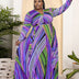 Women Plus Size Trendy V-neck Belt Skirt Dress-4
