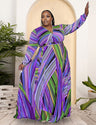 Women Plus Size Trendy V-neck Belt Skirt Dress-4