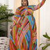 Women Plus Size Trendy V-neck Belt Skirt Dress