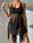 Women Plus Size Two-piece skirt mesh swimsuit