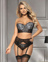 Women Plus Size Underwire Bra And Panty Set Garter Belts-9