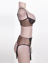 Women Plus Size Underwired Open Bra Set-4
