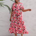 Women Plus Size V-Neck Floral Loose Dress-6