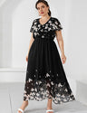 Women_Plus_Size_V-Neck_Floral_Pattern_Dress_PRUSES_1