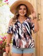 Women Plus Size V-Neck Off-Shoulder Printed Shirt | PRUSES