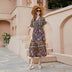 Women Plus Size V-Neck Vintage Floral Dress-3