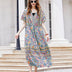 Women Plus Size V-Neck Vintage Floral Dress-7