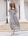 Women Plus Size V-Neck Vintage Floral Dress-7