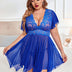Women Plus Size V-neck Lace Sexy Backless Babydoll-4