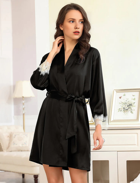 Women Plus Size V Neck Lingerie Dress-8