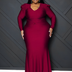 Women Plus Size V Neck Pleated Knit Dress-2