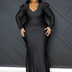 Women Plus Size V Neck Pleated Knit Dress-4