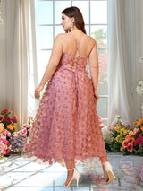 Women Plus Size Vacation Style Mesh Spaghetti Strap Maxi Dress