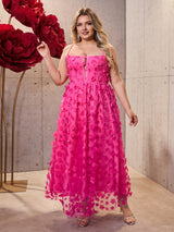 Women Plus Size Vacation Style Mesh Spaghetti Strap Maxi Dress