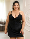 Women Plus Size Velvet Lace Babydoll Nightgown