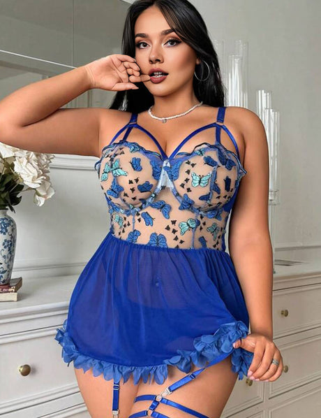 Women_Plus_Size_Victoria_s_Secret_Chemise_Babydoll_Garters_PRUSES_1