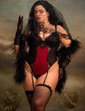 Women Plus Size Vintage Lace Teddy with Garter
