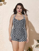 Women Plus Size Wave Polka Dot Swimsuit