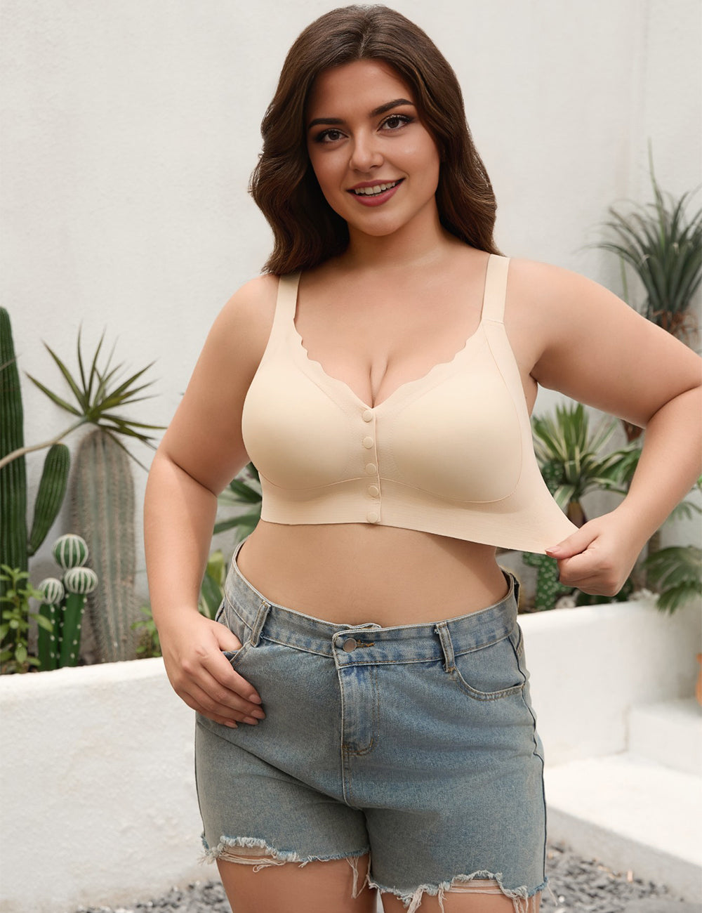 Women Plus Size Wireless Front Closure Bra