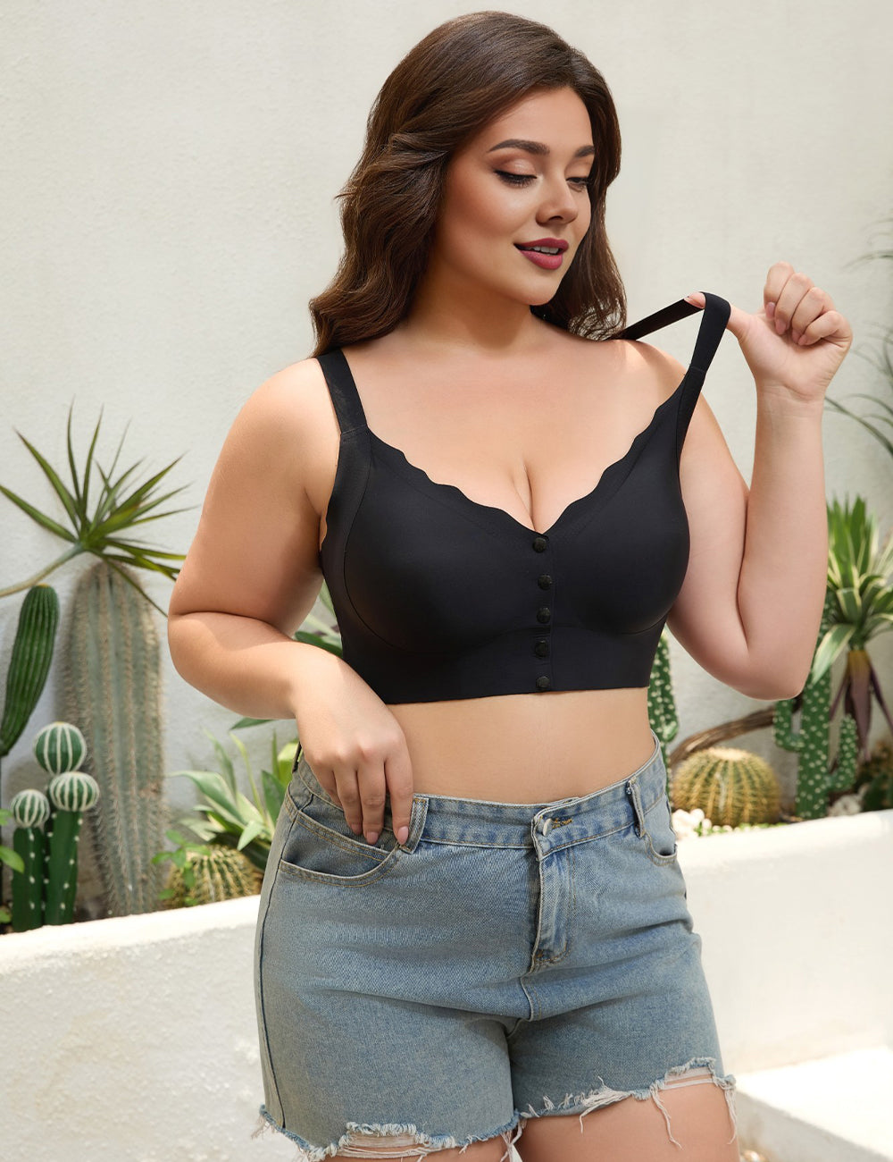 Women Plus Size Wireless Front Closure Bra