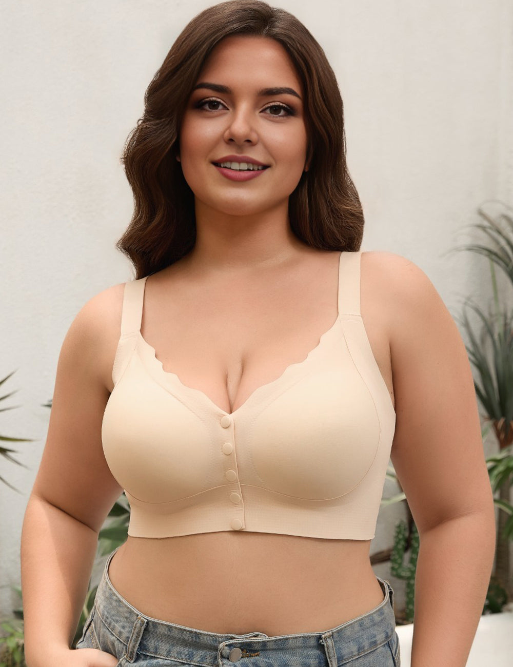 Women Plus Size Wireless Front Closure Bra