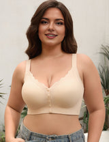 Women Plus Size Wireless Front Closure Bra