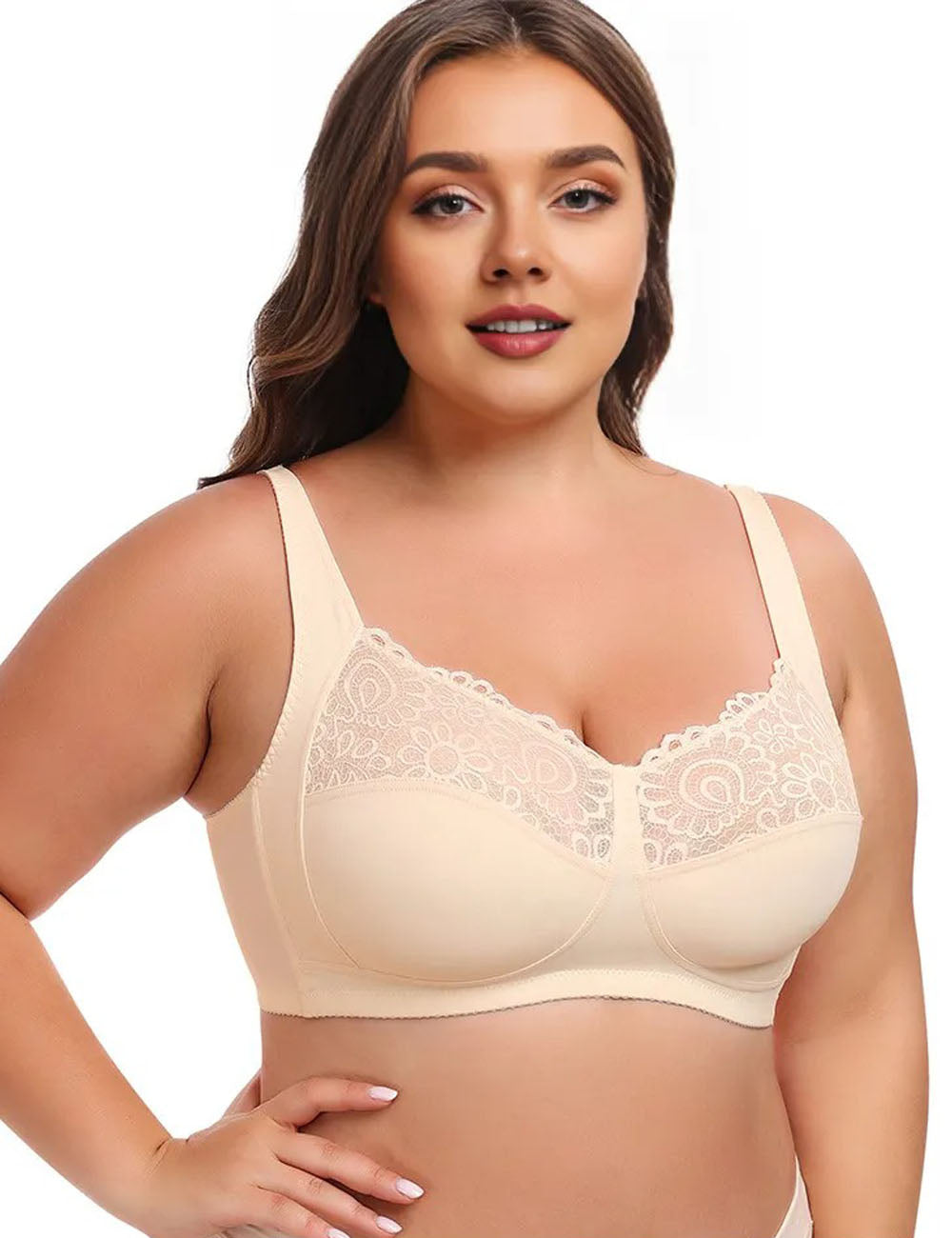 Women Plus Size Wireless Lace Bra | PRUSES-2
