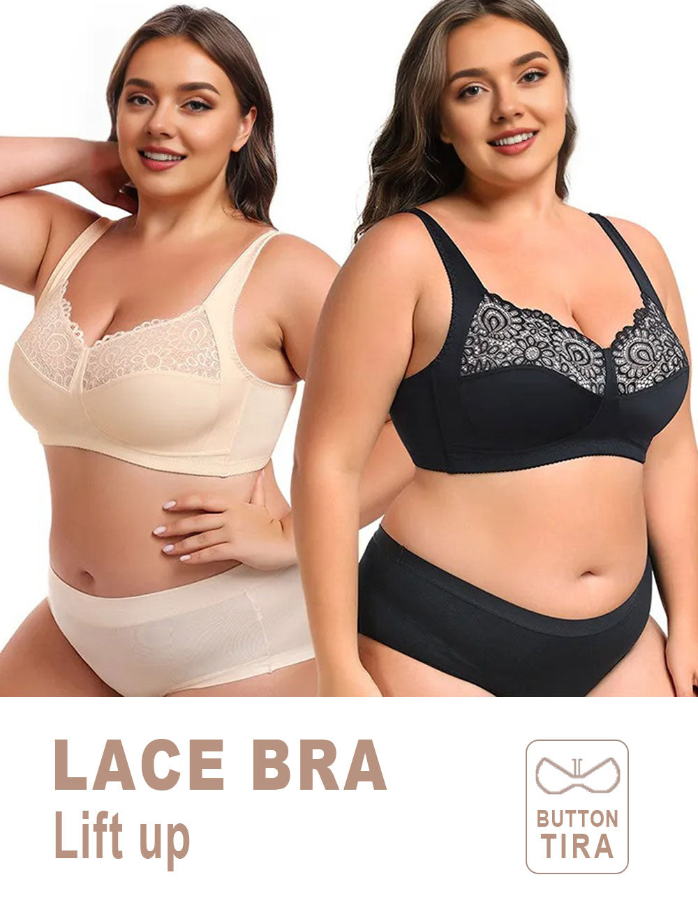 Women Plus Size Wireless Lace Bra | PRUSES-5