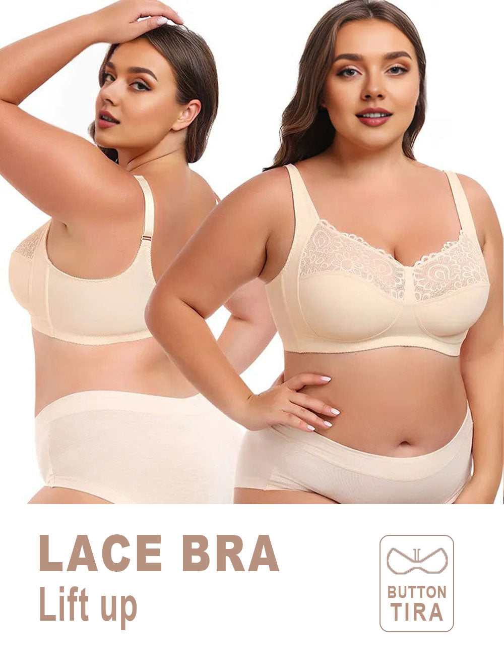 Women Plus Size Wireless Lace Bra | PRUSES-6