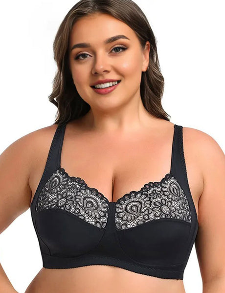 Women Plus Size Wireless Lace Bra | PRUSES