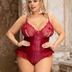 Women Plus Size Zipper Leather Bodysuit-6