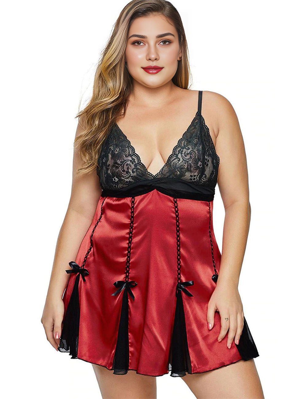 Women Plus Size fat woman lace suspender skirt sexy pajamas-2