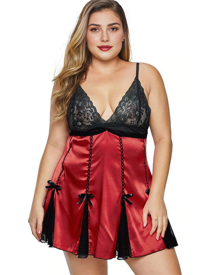 Women Plus Size fat woman lace suspender skirt sexy pajamas-2