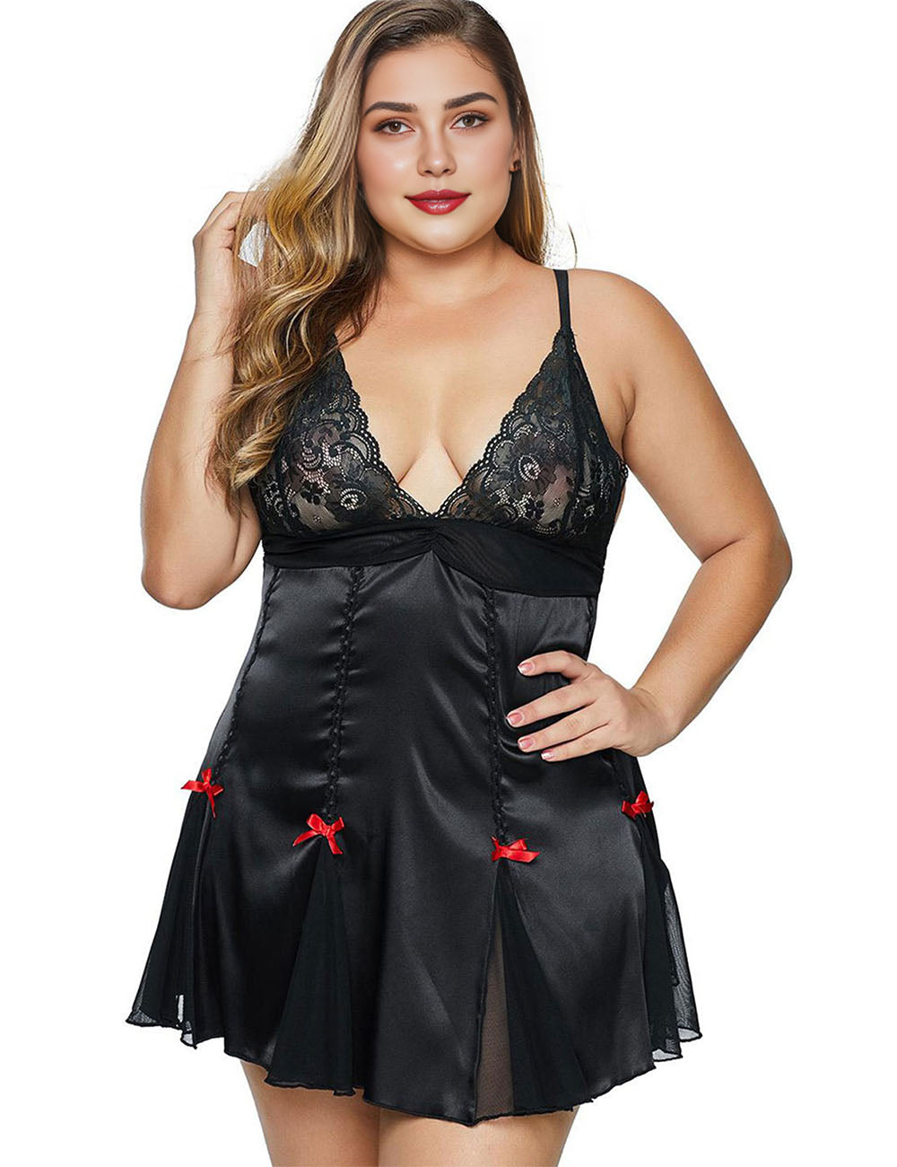 Women Plus Size fat woman lace suspender skirt sexy pajamas-4